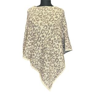Nardi & Tagliaferri Neutral Animal Print Mohair Wool Blend Poncho One Size